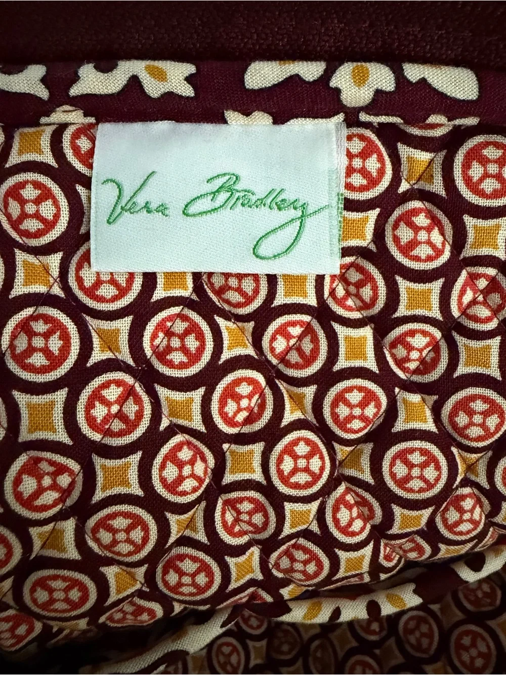 NWT Vintage Vera Bradley Maroon Medallion Quilted Backpack